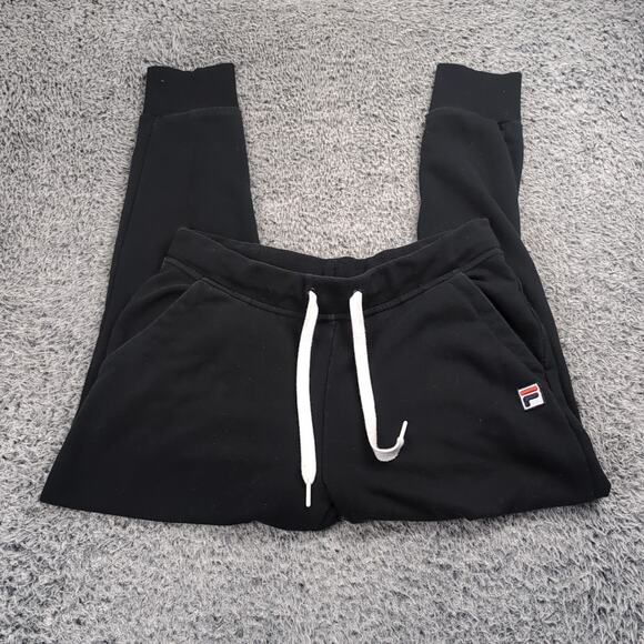 Fila Sweat Pants Men Large Black Stretch Drawstring Gym Fitness Active Tapered - Picture 1 of 9